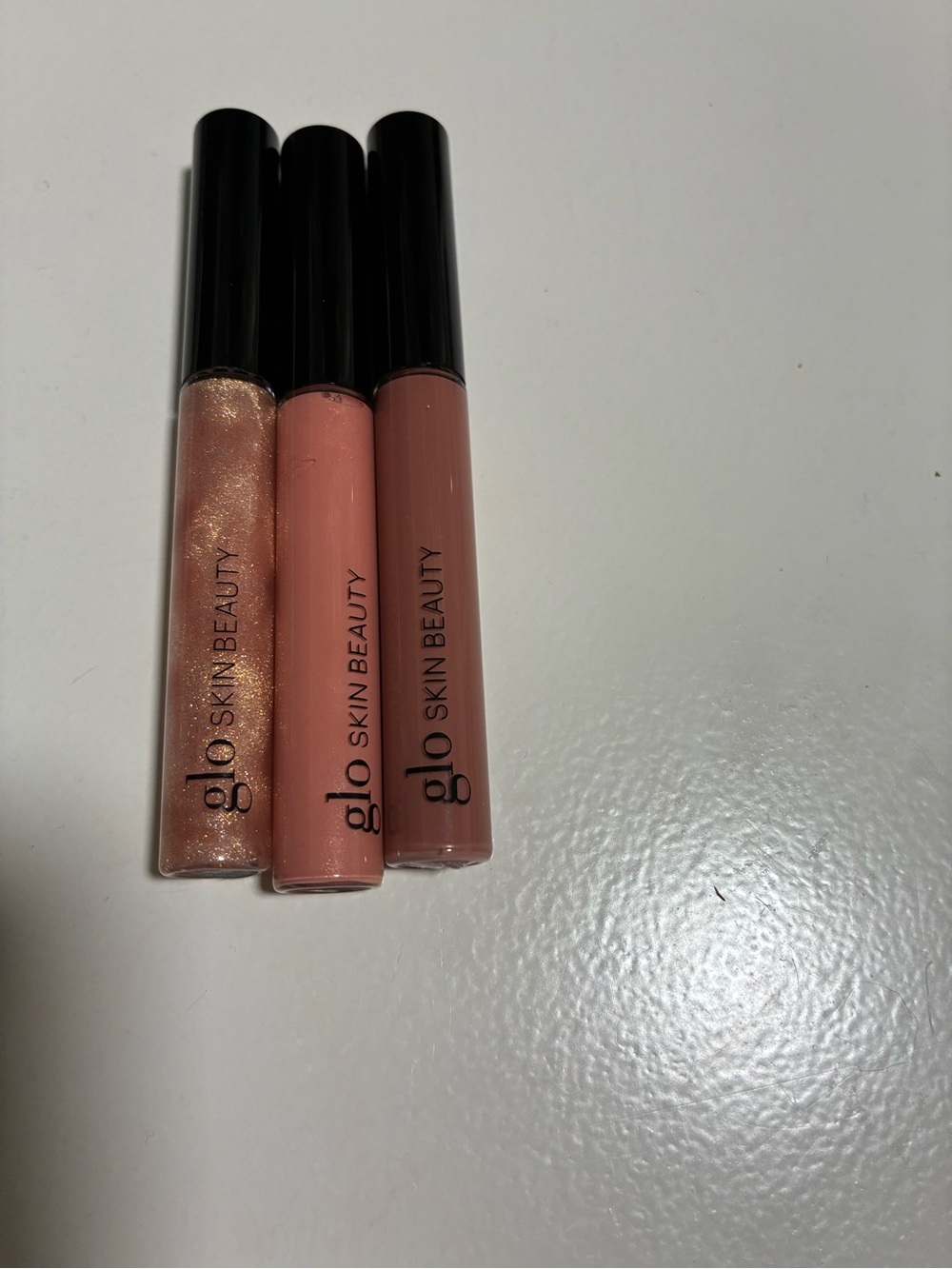 Glo Skin Beauty Lip Gloss Trio - Shimmer Champagne, Soft Pink, Mauve Nude